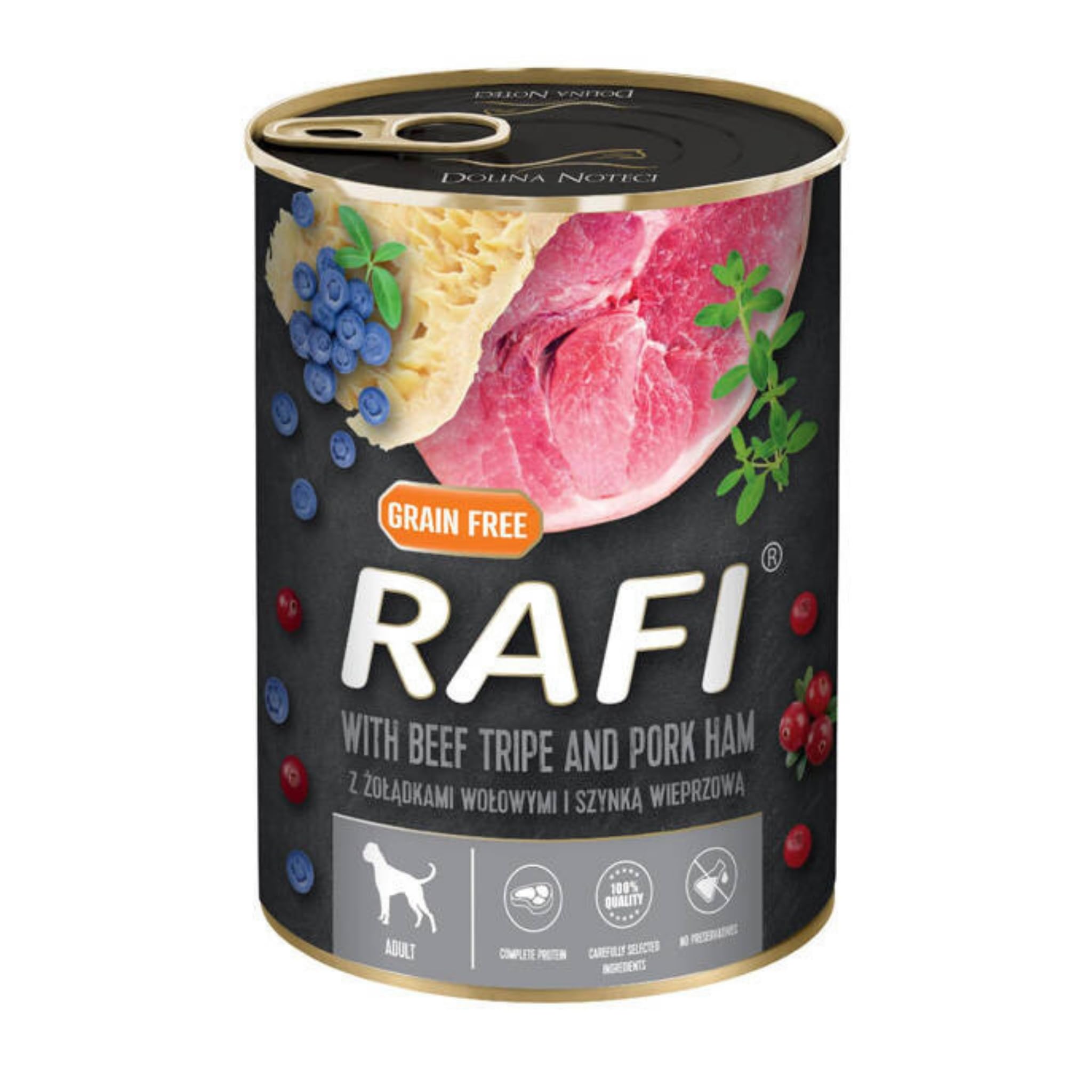Rafi Complete Adult Wet Dog Food, Beef Tripe & Ham, 400g Can