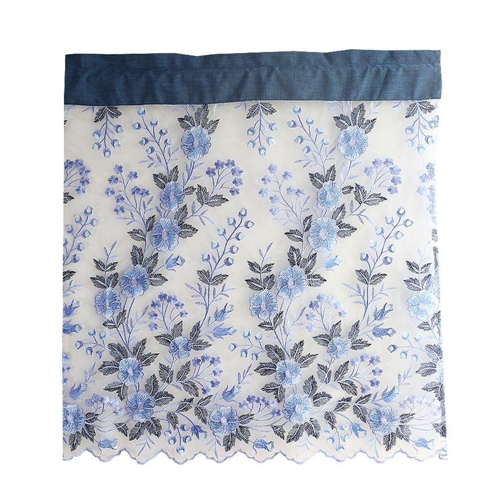 Cenefa de encaje para ventana de cocina con bordado floral traslúcido