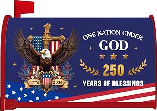 250 Anniversary USA Mailbox Covers Magnetic, America 250th Post Letter Box Cover Wraps Standard Size 18" X 21", Patriotic 1776-2026 One Nation Under God Decor for Outside Garden Yard
