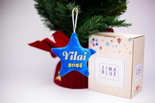 Miniatura 7 de ZIMA BLUE 5 adornos de Navidad personalizados para decoración del árbol de Navidad, adornos de estrella de terciopelo, crea tu propio juego