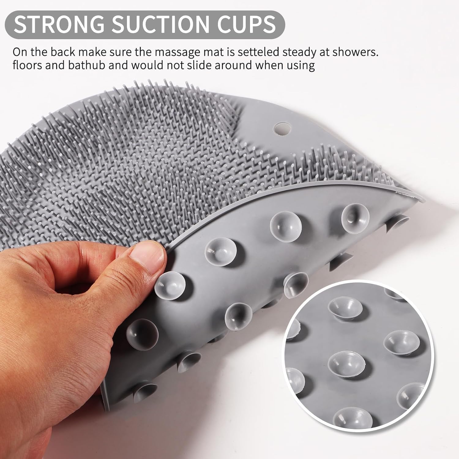 Koffing Shower Foot and Back Scrubber Mat Wall Mounted Shower Foot Scrubber with Suction Cups Exfoliating Silicone Massage Foot Cleaner for Shower (Pack of 1) 1