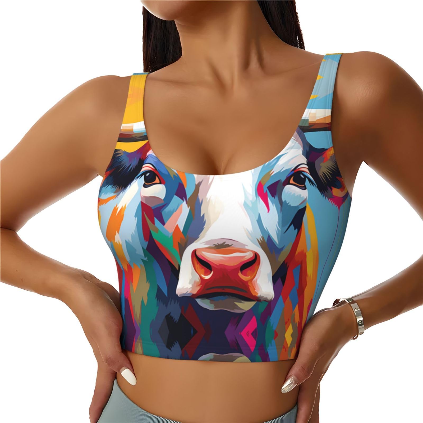 WBQLSL Women's Colorful Cow M Printing Sportswear Set, Yoga, Dance, Pilates, Running Fitness wear Black