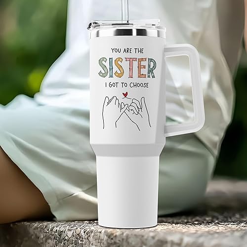 Miniatura 5 de Regalos para hermanas de hermanas, regalo para hermana, ideas de regalo de Navidad y cumpleaños para hermana, vaso de 40 onzas con asa