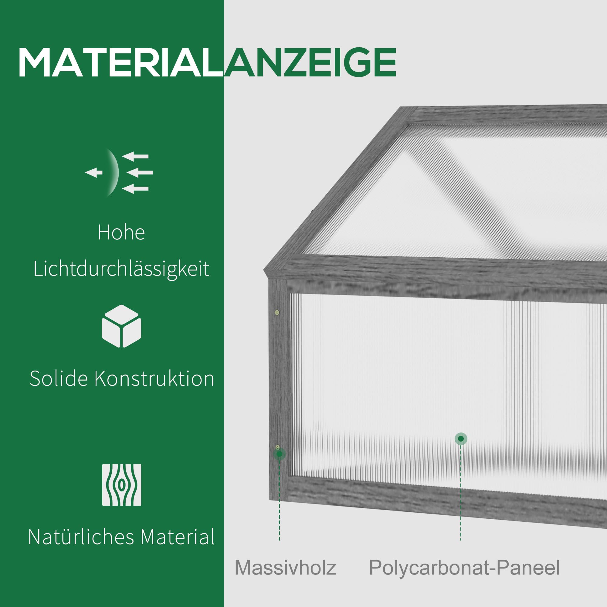 Outsunny Inspekt z drewna, mini szklarnia 90 x 52 x 49,5 cm, szklarnia z osłoną, przepuszczająca światło, skrzynka na inspekty, odporna na warunki zimowe, podwyższona grządka do ogrodu, na balkon
