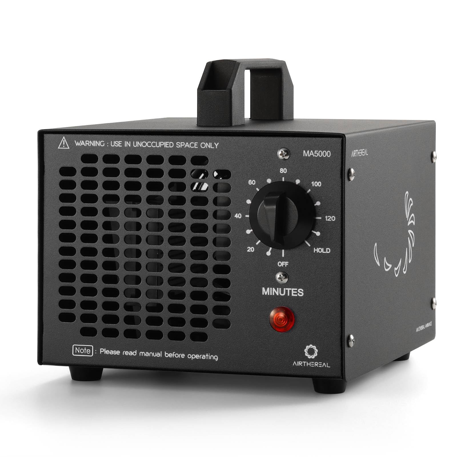 Airthereal MA5000 Commercial Ozone Generator, High Capacity Ozone Machine Odor Removal - Home Air Ionizers O3 Deodorizer for Rooms, Smoke, Cars and Pets, Eliminate Odors up to 2000sq.ft., Black