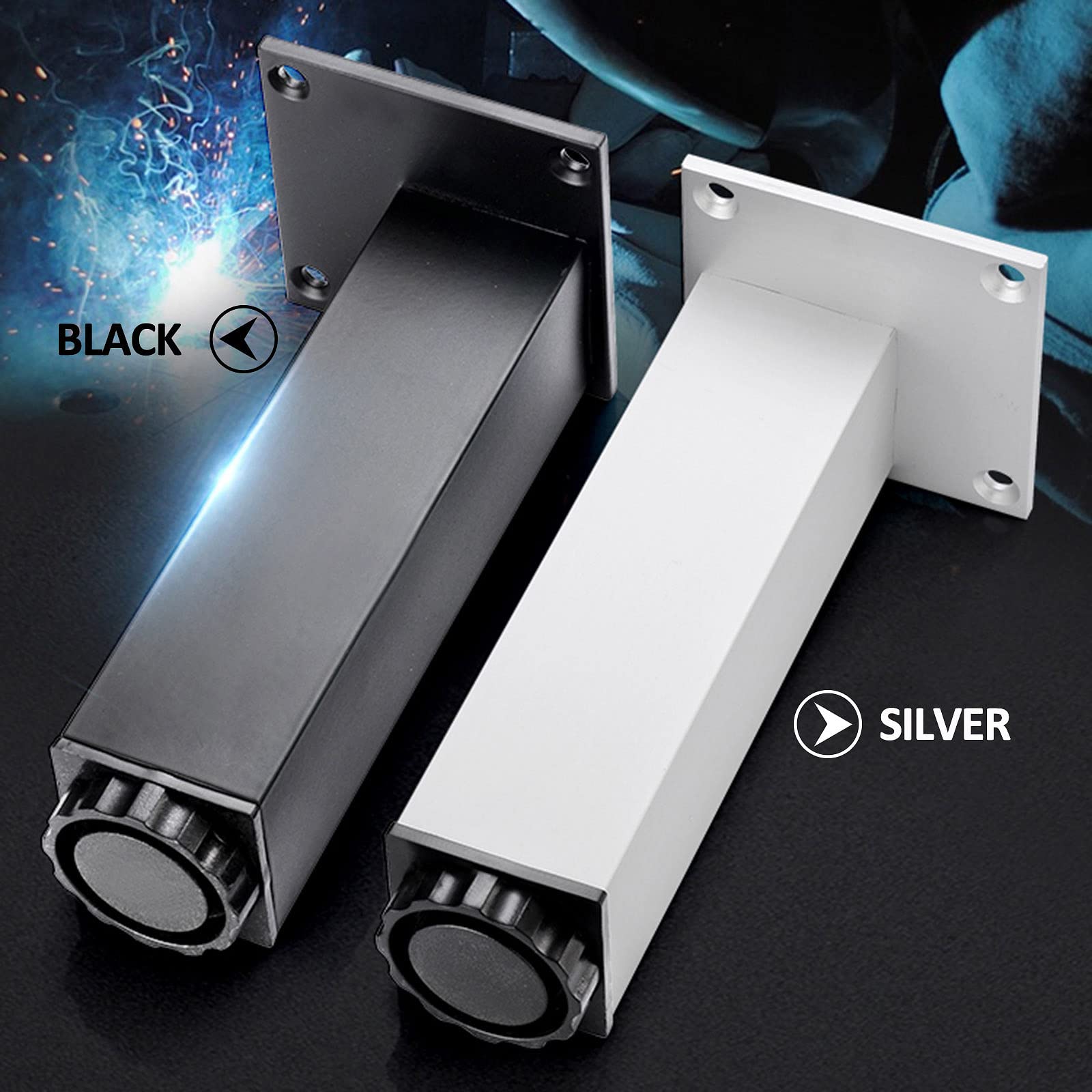 Regulowane czarne/srebrne metalowe nogi meblowe 40 cm (15,7 cala) - DIY sofa biurko stół jadalny stolik kawowy szafka wymienne nóżki 5-30 cm dostępne opcje