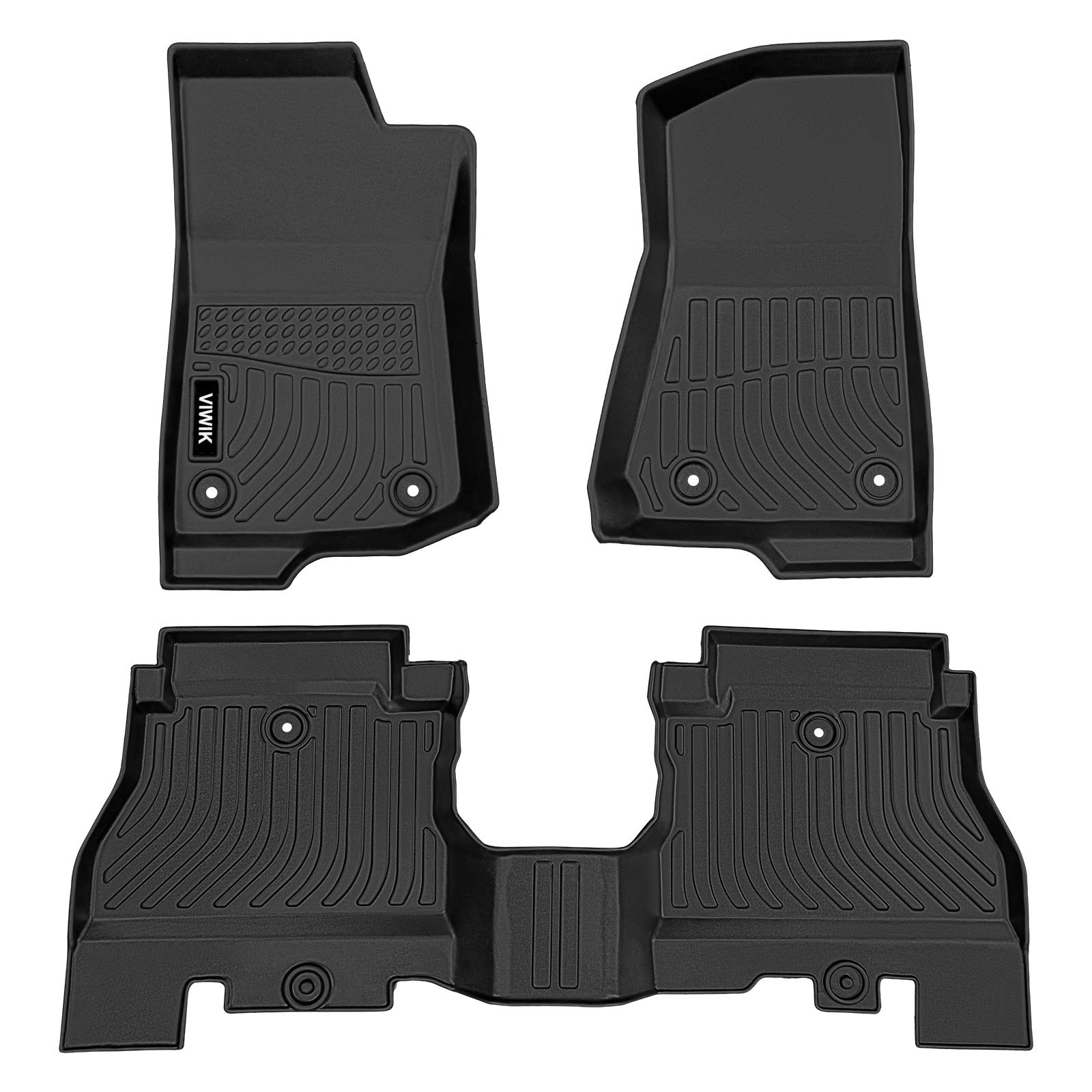VIWIK Floor Mats fit for 2018-2023 Wrangler Unlimited JL 4-Door (not for 2-Door, not for JK or 4xe), Car Mats All Weather Protection Custom Floor Liners Include 1st and 2nd Row Front & Rear, TPE Black