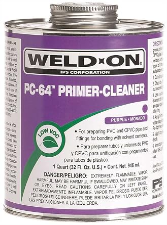Weld-On 10874 PC-64 PVC/CPVC Primer-Conditioner - Low-VOC, Purple, 1/2 Pint 8 fl oz