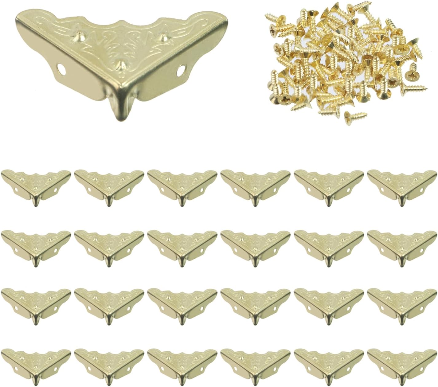 T Tulead Golden Corner Protectors 1.26-Inch Corner Bracket Box Corner Guard Protector Furniture Decorative Corner Guard Pack of 24 with Mounting Screws