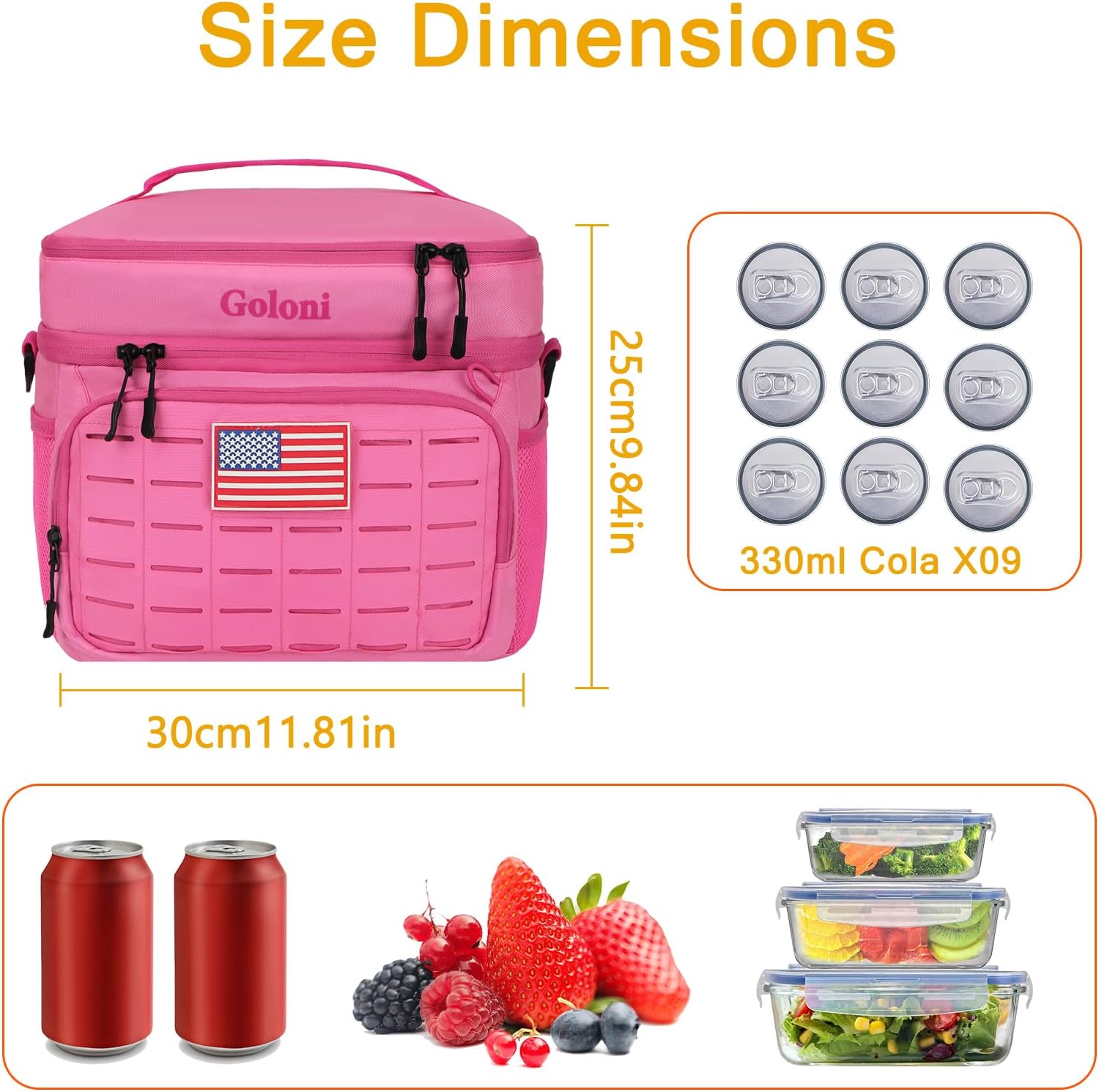 Portable Insulated Cooler Bag, Leakproof Soft-Sided Lunch Bag,8mm Insulation Keeps Cool 16+ for Camping, Beach, Picnics