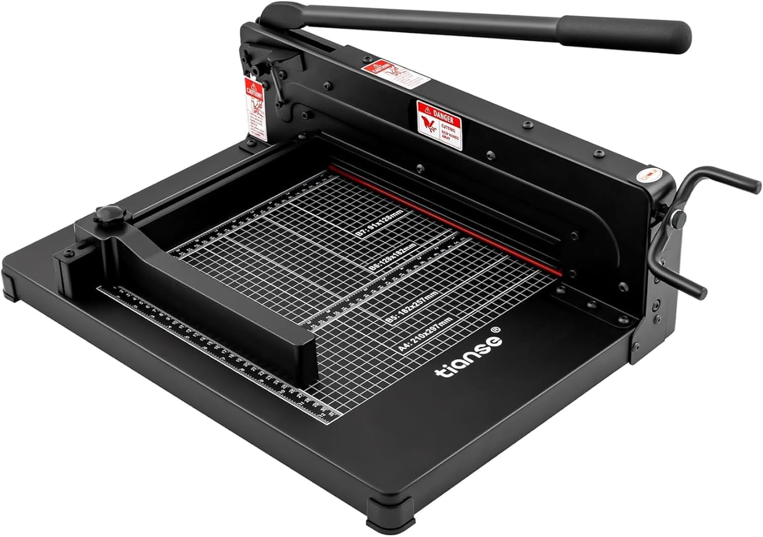 TIANSE Heavy Duty Guillotine Paper Cutter A4 12" Guillotine Paper Cutter 500 Sheet Capacity Solid Steel Construction with Double Safety Protection Perfect for Trimming Paper Cardstock Matboard Black