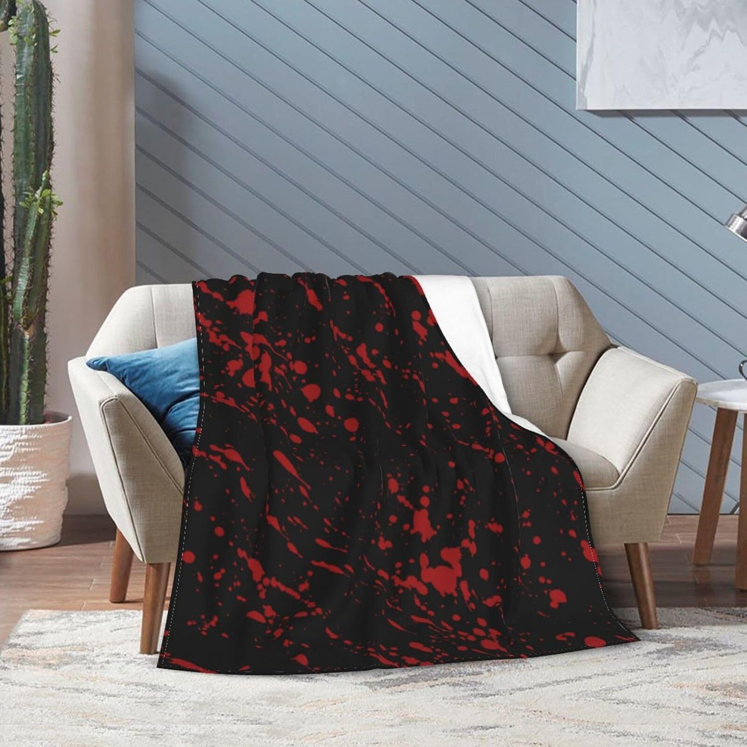 Flannel Blood Soaked, Bloody Horror Fright Halloween Throw Blanket- Ultra Soft Lightweight for Bed, Sofa, Travel & Camping 80"X60" Inch