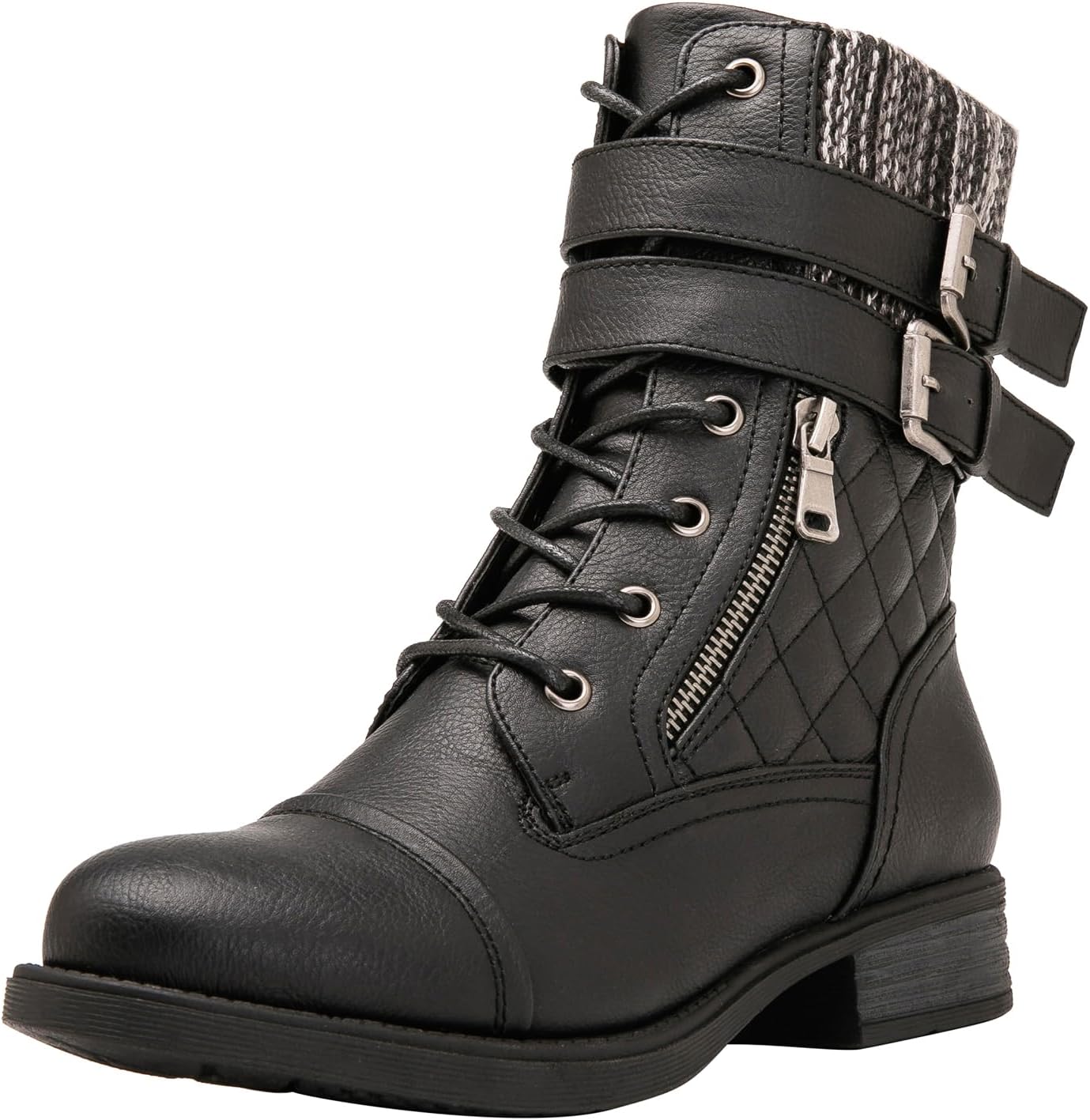 GLOBALWIN 1903 Women's Fashion Low Heels Lace Up Ankle Boots Combat Boots For Women