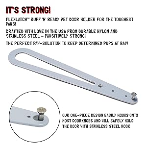 FlexLatch Cat Door Holder Latch - Gray Cat Door Alternative, Flex Latch Strap Let's Cats in and Keeps Dogs Out of Litter and Food Safe Baby Proof One Piece No Measuring Extra Easy
