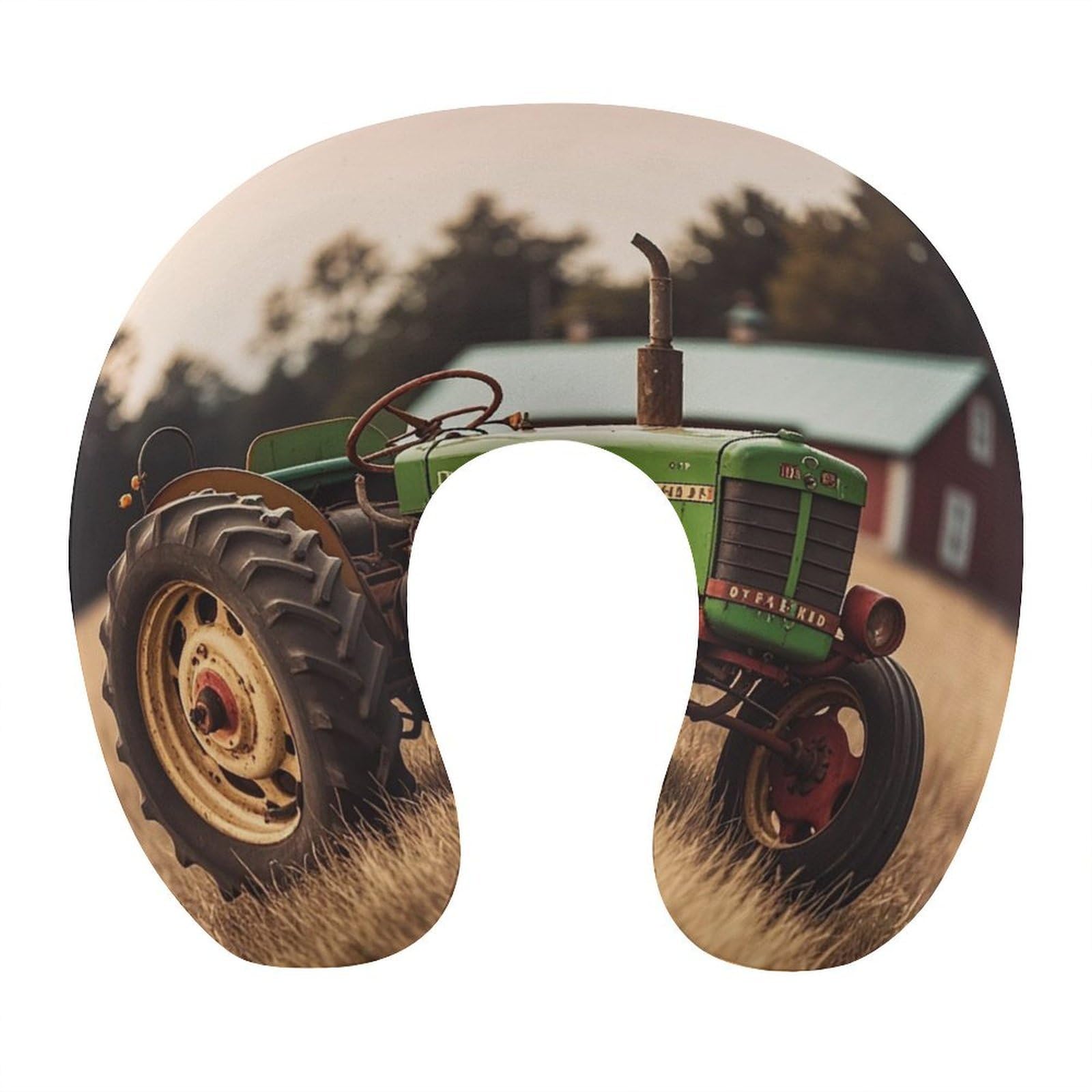 FekiLoot Old Tractor Photo Farm Travel Pillow U Shaped Neck Pillow Comfortable Memory Foam Pillow Portable Soft Headrest Lightweight Neck and Head Support for Planes Trains Self-Driving Cars