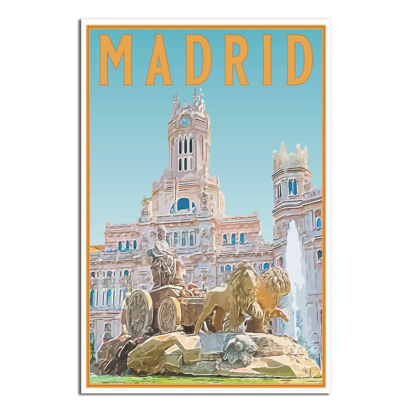 Shgwehh As The Picture Shows18 Metal Tin Sign Spain Madrid Plaza Cibelez Vintage Travel Tin Sign Rustic Decor Cave Coffee Shop Bar Bedroom Home Wall Decor Tin Sign 20X30cm