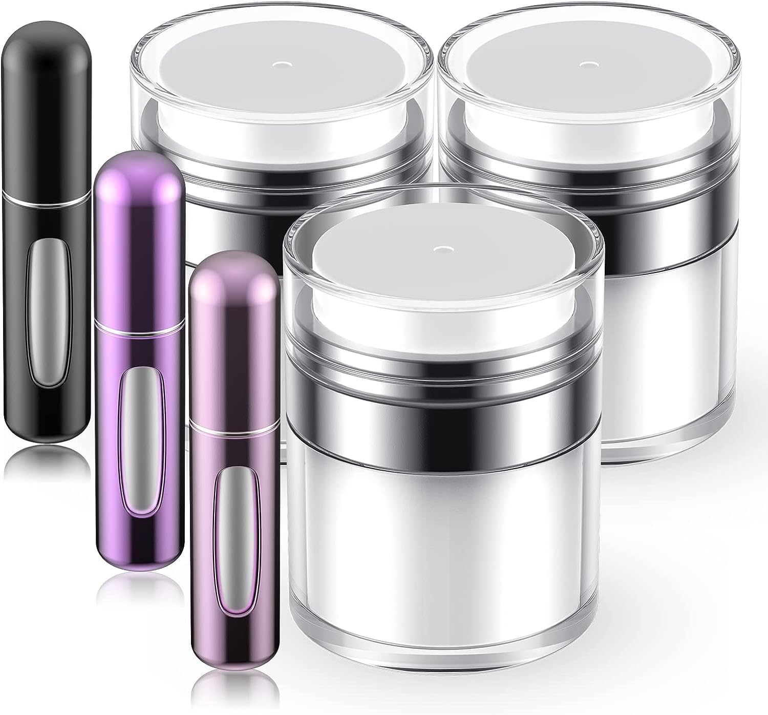 Plastic Airless Pump Jar and 5Ml Travel Mini Perfume Spray Bottle - Portable Scent Vacuum Bottle, Refillable Perfume Atomizer (1Pcs 30Ml Airless Jar and 1Pcs 5Ml Perfume)-image-45