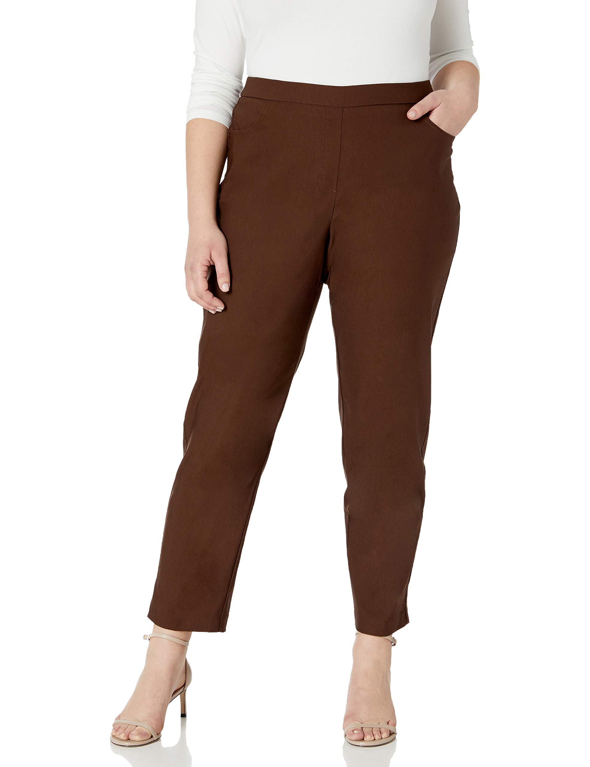 Alfred Dunner womens Allure Slimming Plus Size Stretch - Modern Fit Pants Brown 18 US