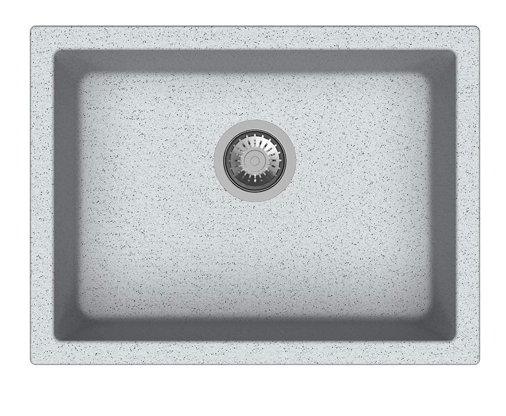 BASSINO Granite/Quartz Kitchen Sink - 24 x 18 x 8 inch Vessel Sink,undermount kitchen sink with sink coupling/Waste Pipe (Granite GreyStone) (B0BRFQR8CY) Amazon Price History, Amazon Price Tracker