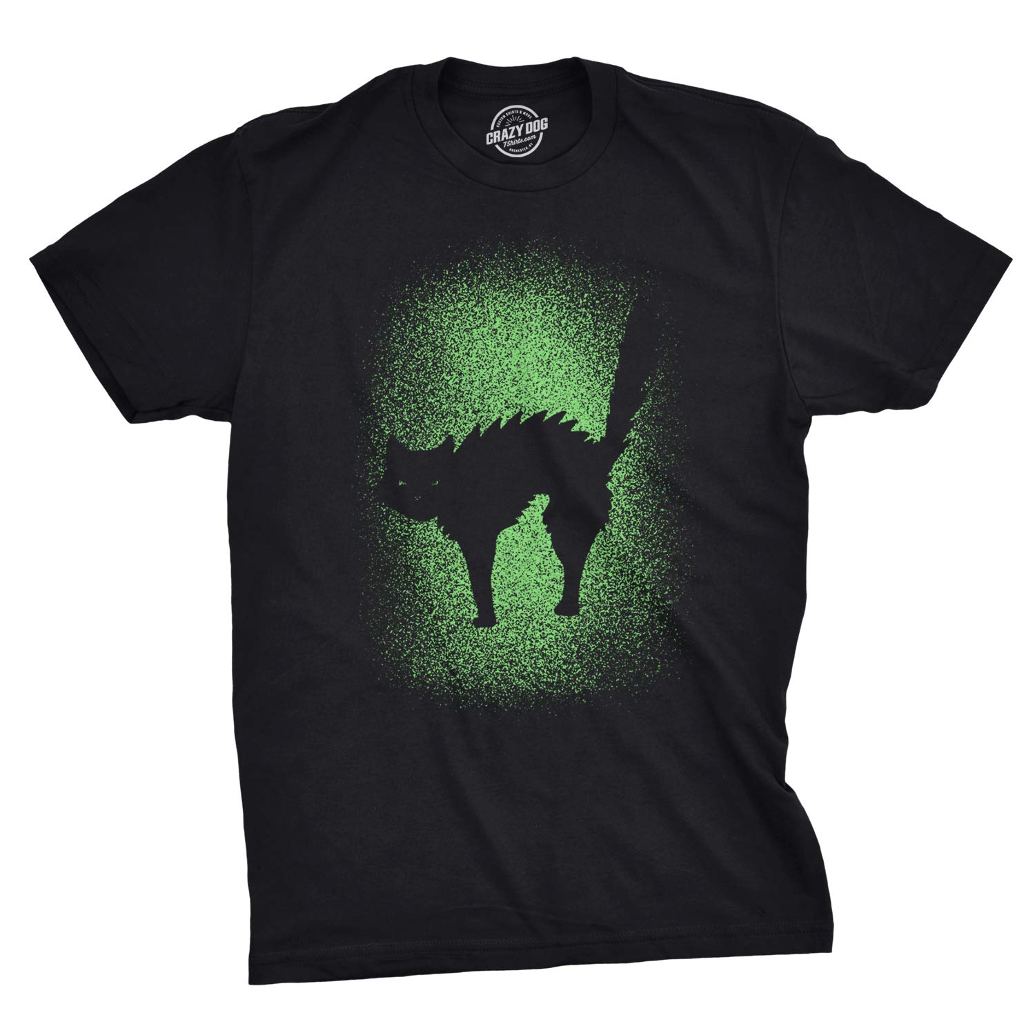 Crazy Dog T-ShirtsMens Glowing Cat Tshirt Glow in The Dark Cool Halloween Pet Lover Tee