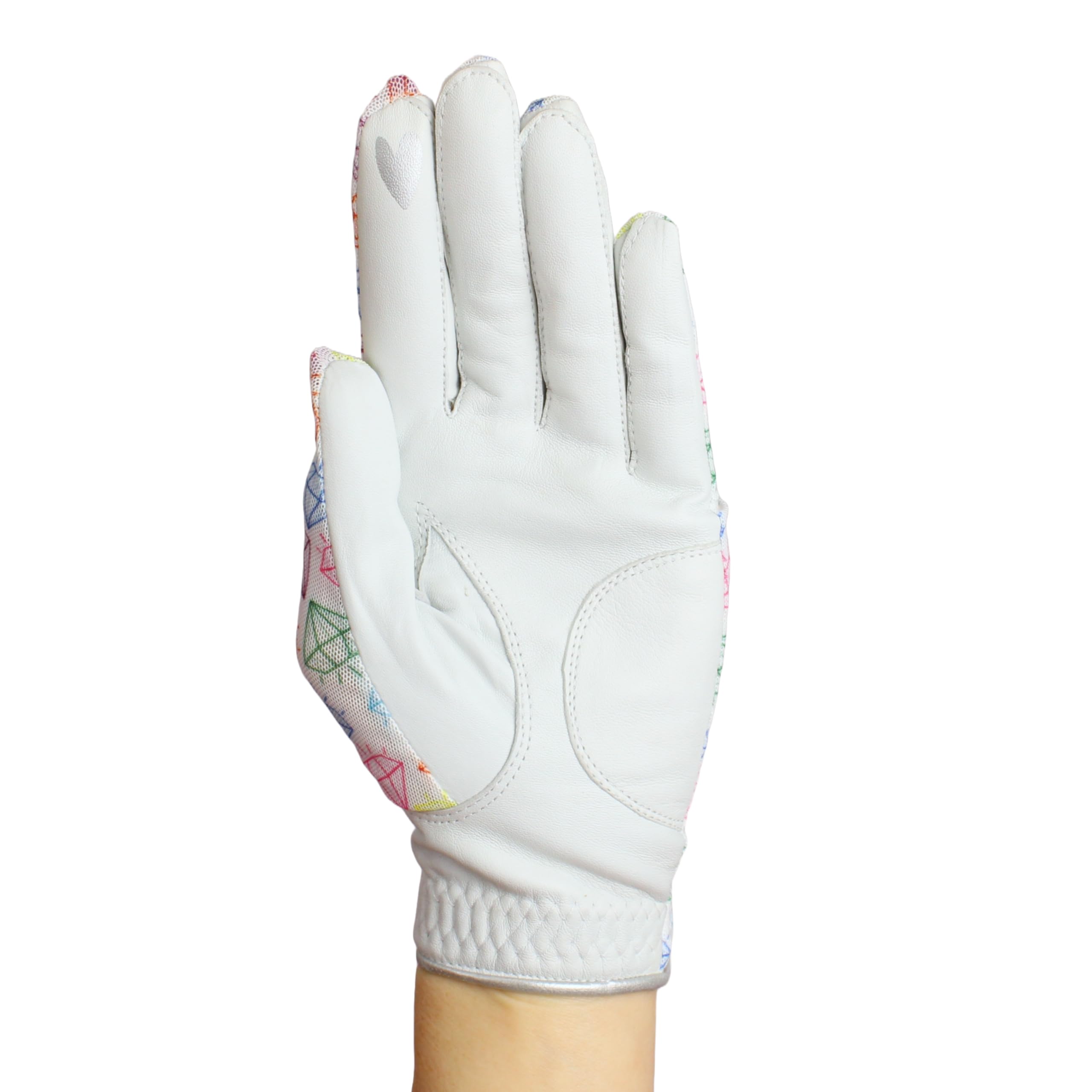 Hand Candy Golf Glove – Premium Cabretta Leather – “Diamonds” – Left Hand Women's Golf Glove with Matching Ball Marker (Large)