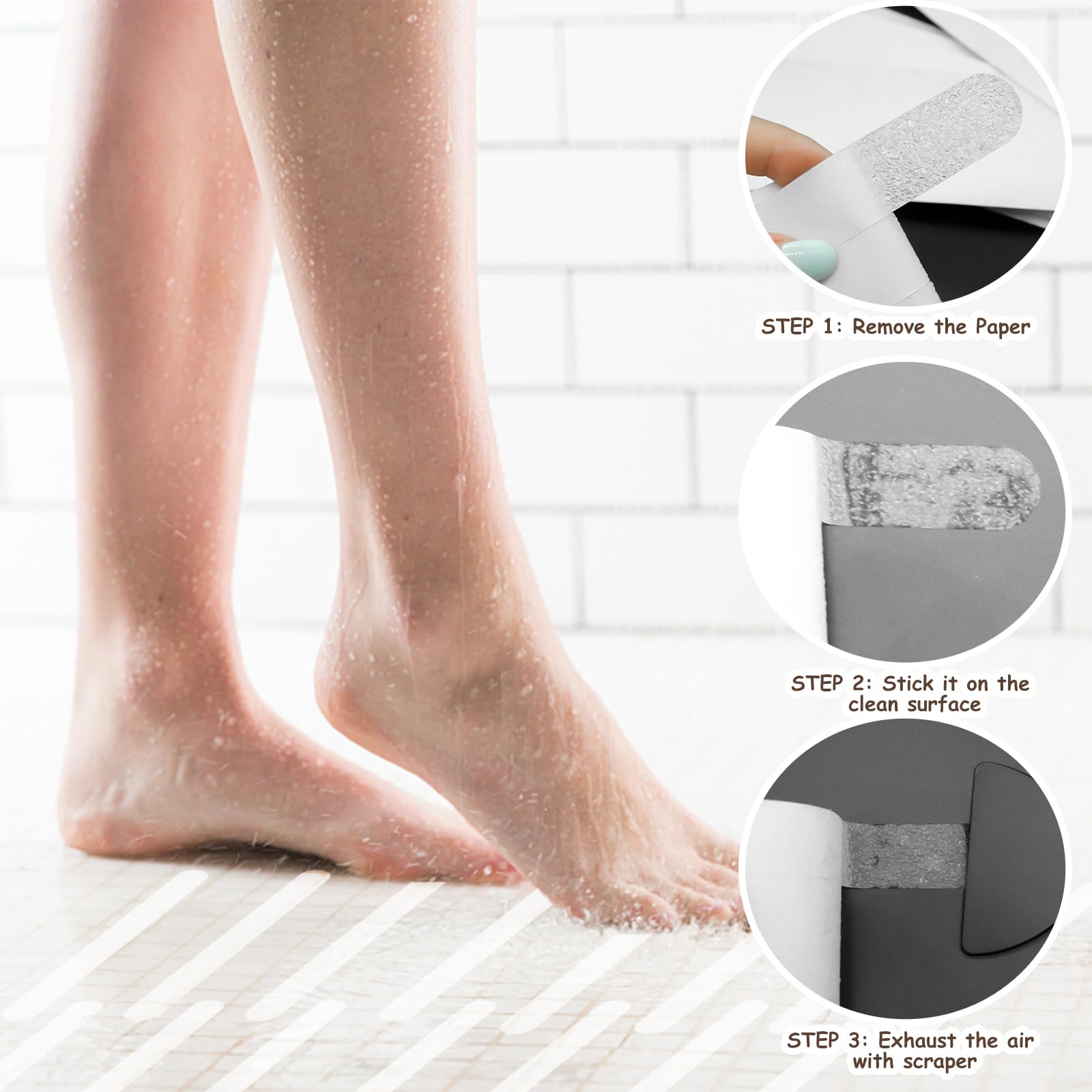 Adesivi Antiscivolo Per Doccia E Vasca - 36 Pezzi Con Raschietto - Sicurezza Bagno