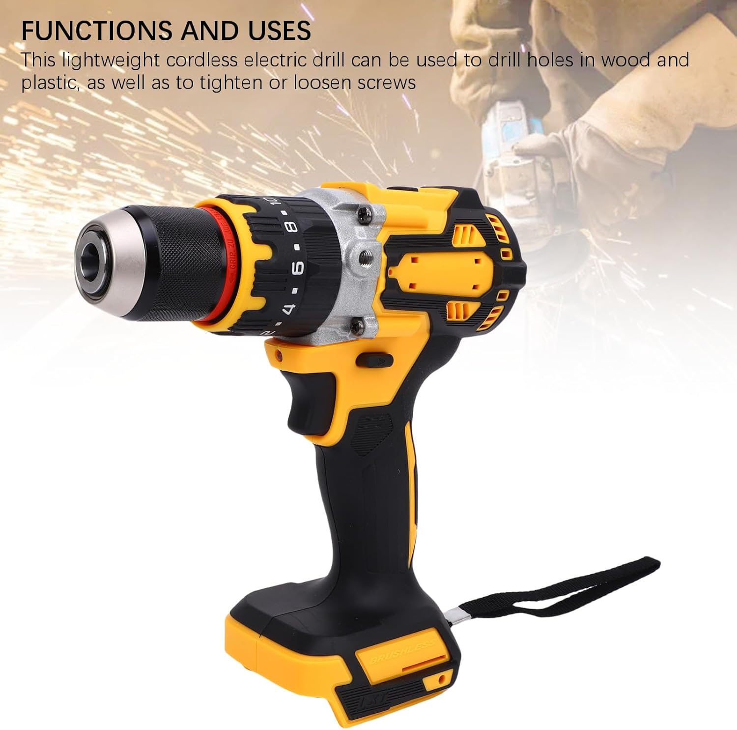 Luocute ブラシレスコードレスハンマードリルメタルウッドレンガの壁のためのキーレスチャックインパクトドリル、100N.M 20