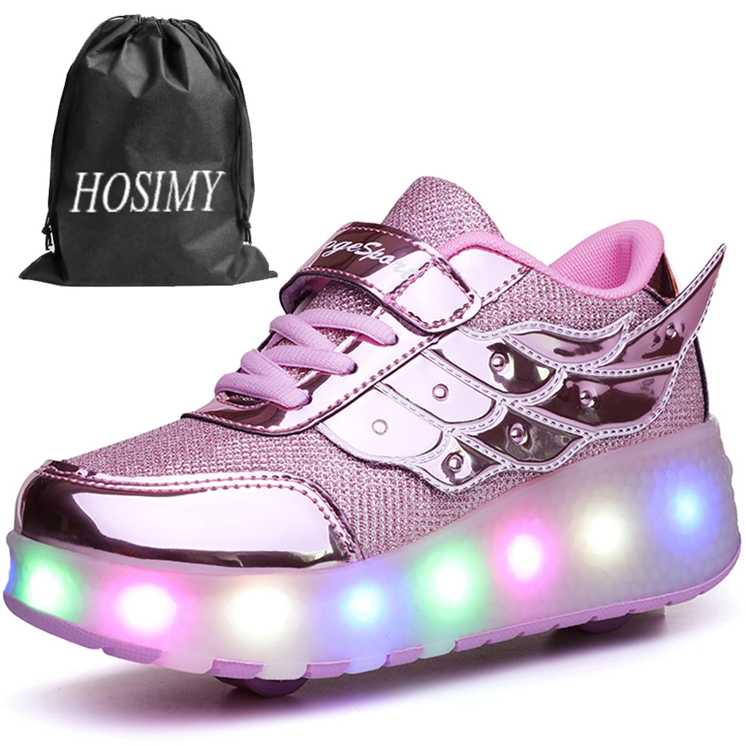 Zapatillas con Ruedas para Niña y Niños Led Luces Patines en Linea Bambas con Ruedas Deportivas Patines al Aire Libre Gimnasia Running Niños Multiusos Automática Zapatos de Skateboard con USB Carga