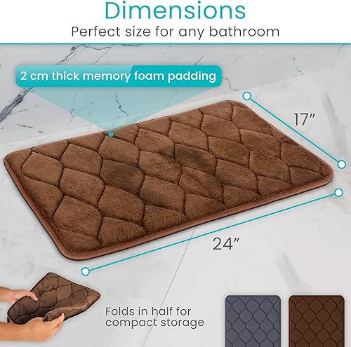 Miniatura 3 de Vive Tapete de baño de espuma viscoelástica, parte trasera antideslizante, absorbente de agua para bañera y ducha, lavable a máquina, suave y de