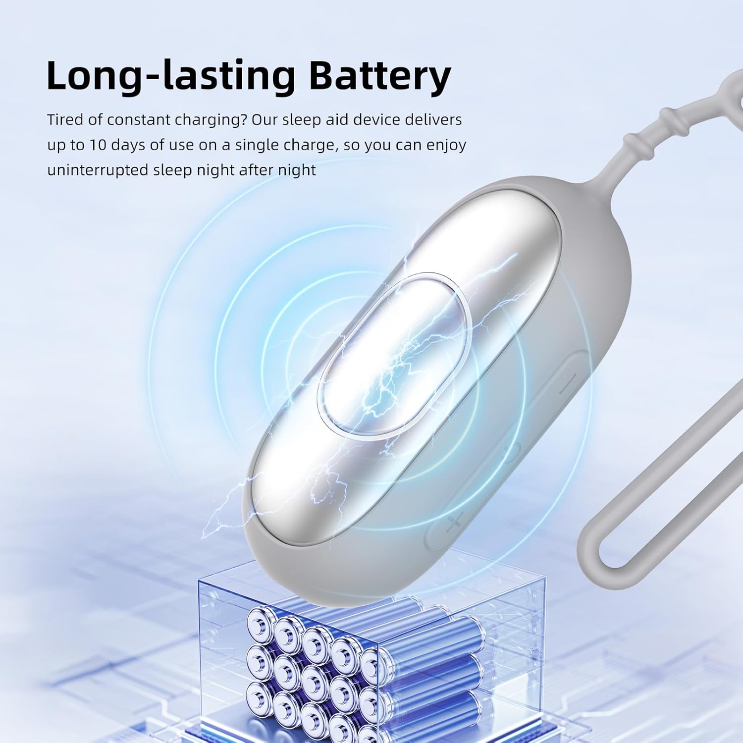 Handheld Sleep Aid Device - Sleep Anxiety Device for Relieving Anxiety and Stress, Improves Slumber for Adults and Students, 5 Adjustable Levels, USB Rechargeable, Easy to Carry（Silver）