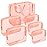 APREUTY Clear Makeup Bags, TSA Approved 6 Pcs Cosmetic Makeup Bags Set Clear PVC with Zipper Handle Portable Travel Luggage Pouch Airport Airline Vacation Organization (Peach)