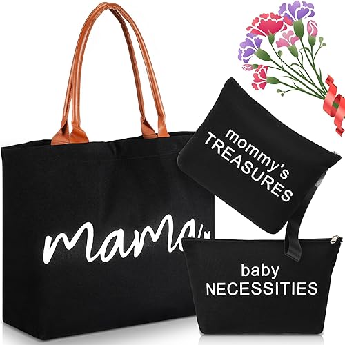 Sanwuta Bolsa de 3 piezas para mamá para hospital, bolsa de pañales para mamá, bolsa de hospital para trabajo de parto y parto, bolsa de lona negra,