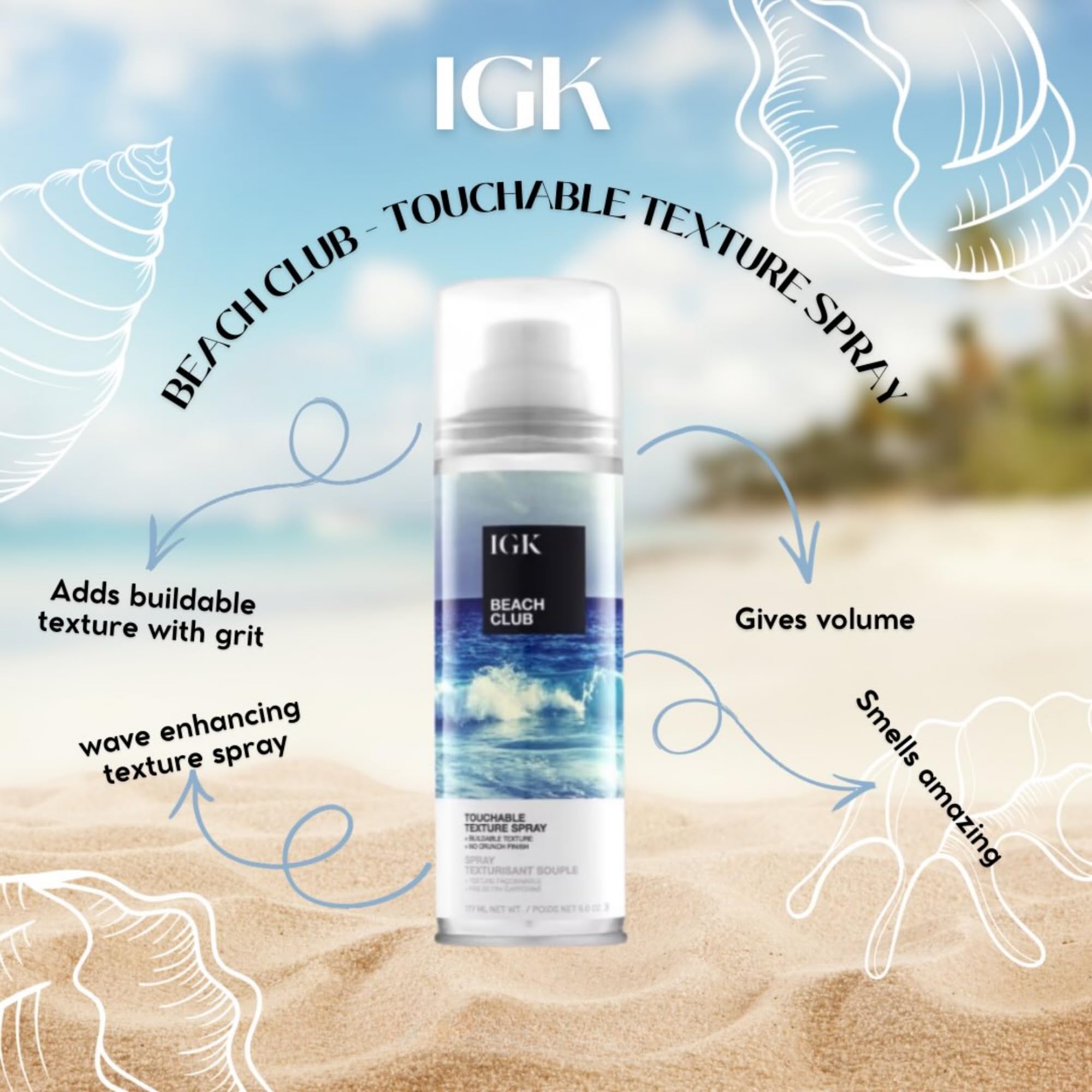Amazon.com: IGK BEACH CLUB Touchable Texture Spray Travel Bundle