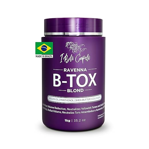 I Belli Capelli Ravenna B-tox Capilar para Cabelos Loiros, 1kg (35.2 oz) – Sem Formol, Antifrizz, Alinhamento Capilar, Hidratação Profunda e Ação Umectante, com Óleo de Argan, Queratina e Pantenol.