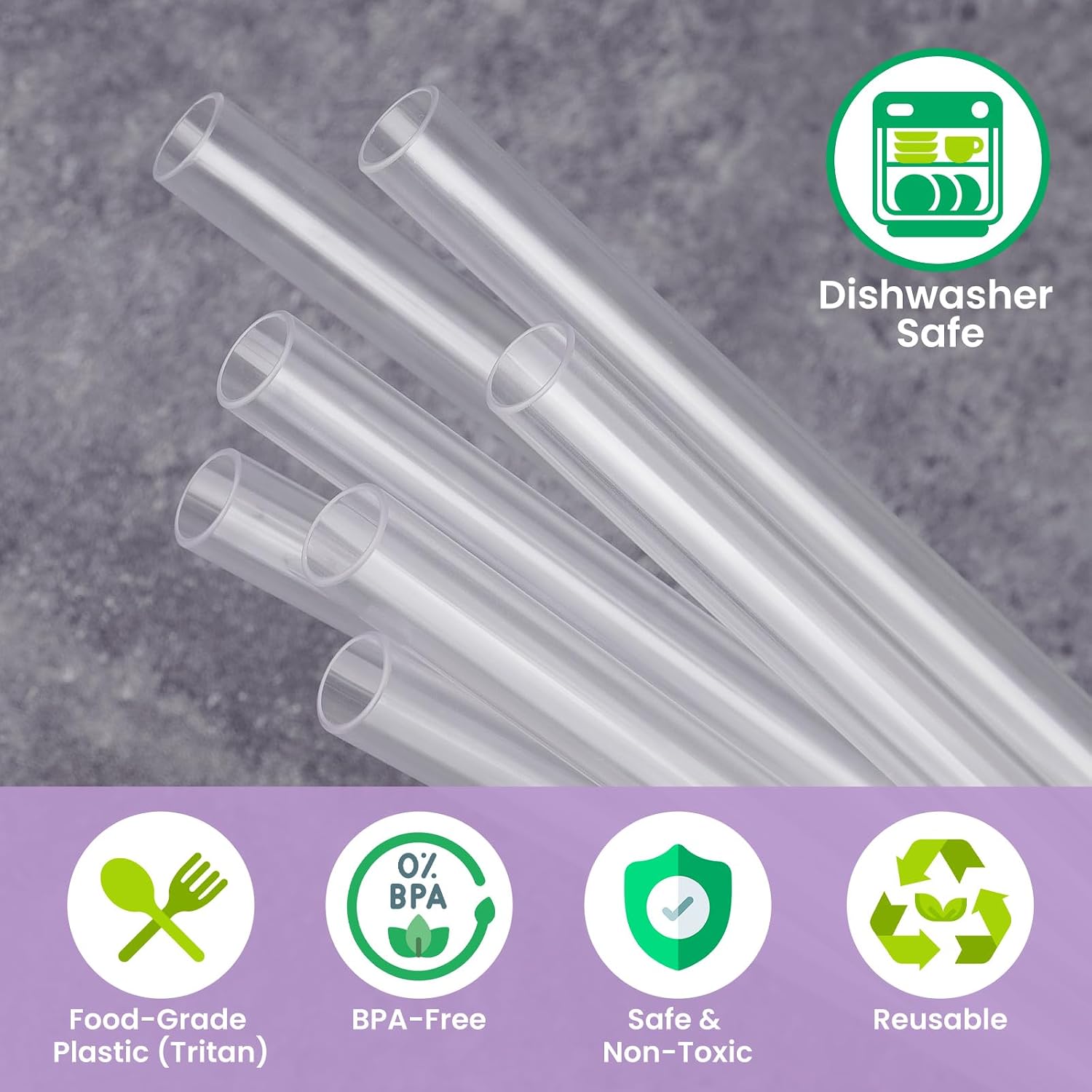 NiHome 8PCS Tritan Plastic Straws fit for Owala Bottle 16-40oz, 4 Lengths
