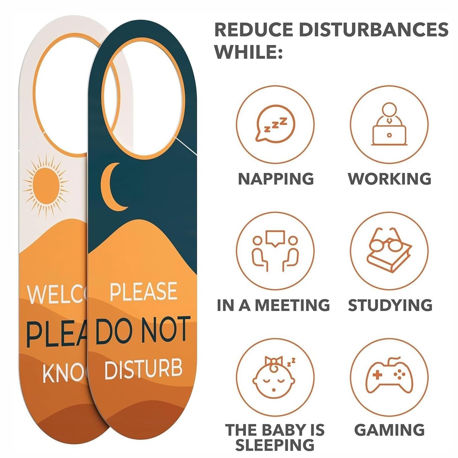 Diseño de negocios No molestar y bienvenido, por favor llame a la puerta, cartel for colgar, doble cara, ideal for oficinas, hogar, clínica, dormitorio, sesión de reuniones(500 pack)