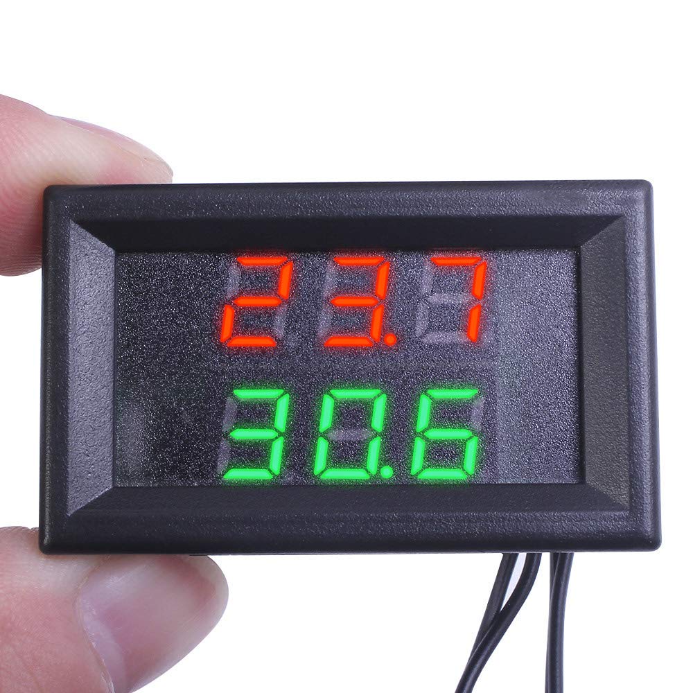 Aideepen DC 4-28V Precisione Doppio Display Digitale Termometro Monitor Pannello Meter NTC Impermeabile Sonda In Metallo