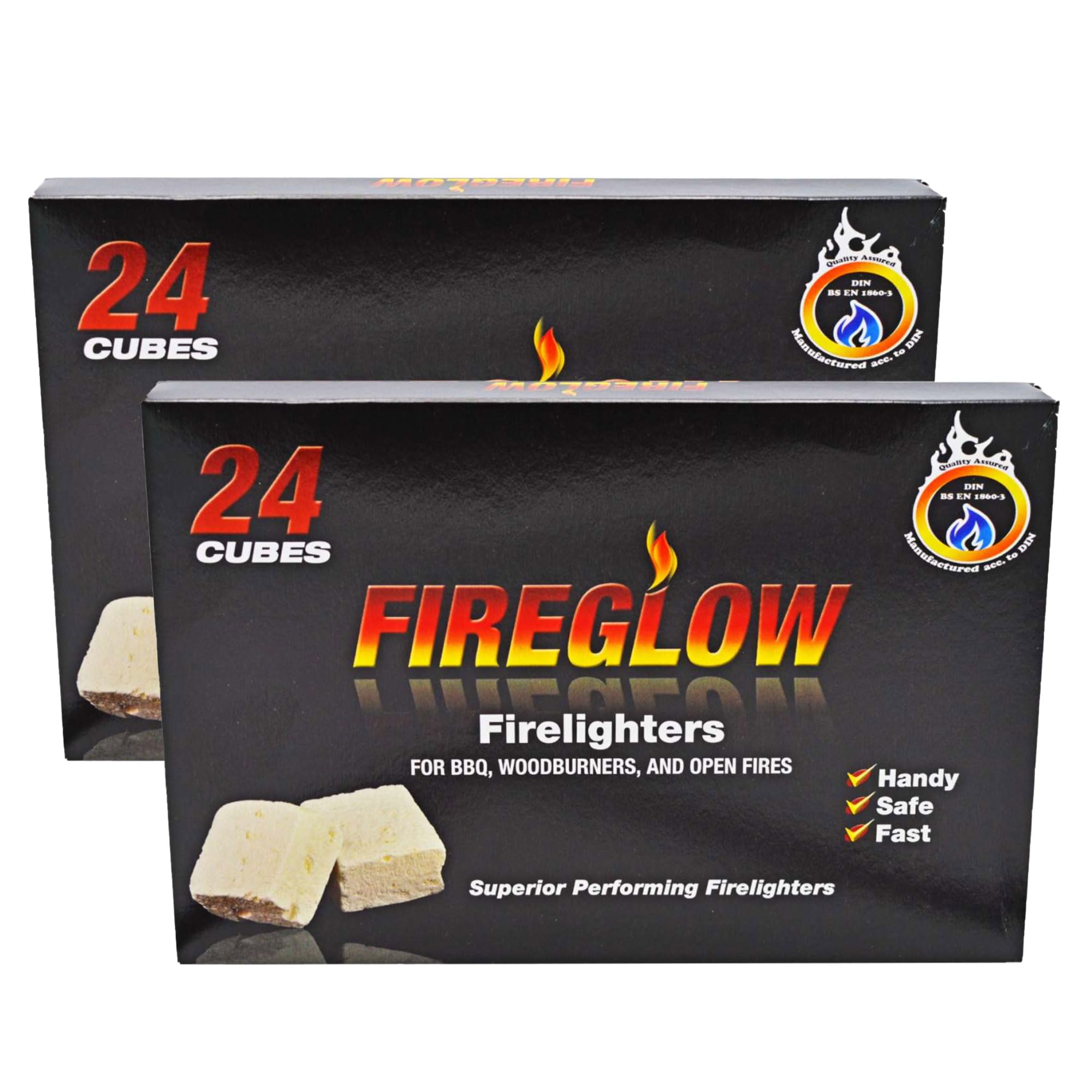 Firelighters Starter Blocks Cube for BBQ, Woodburner, Open Firelighter, Campfire, Stove, 24 Cubes in 1 Box (2 Pack (48 Cubes))