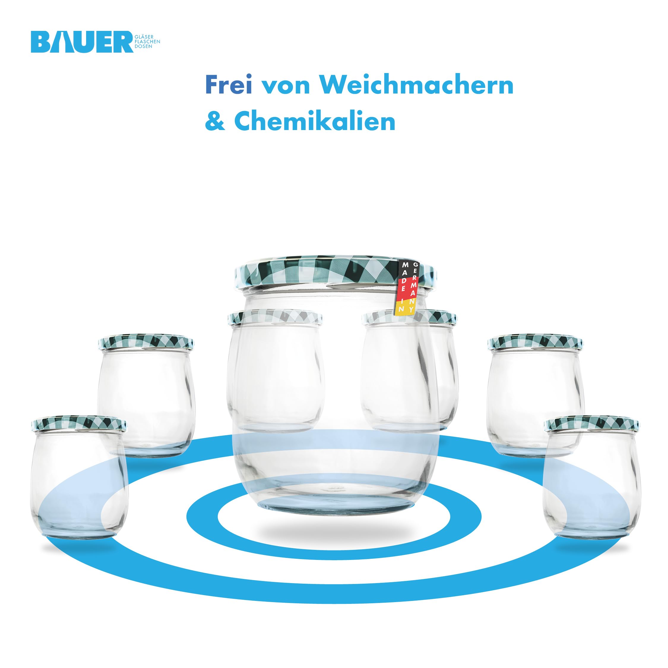 FlaschenBAUER Lot De 12 Pots à Confiture Polyvalents, 230 Ml, Avec Couvercles Colorés à Visser, Idéaux Pour Les Soupes, Les Sauces, Le Thé, Les Herbes (décor Fruits