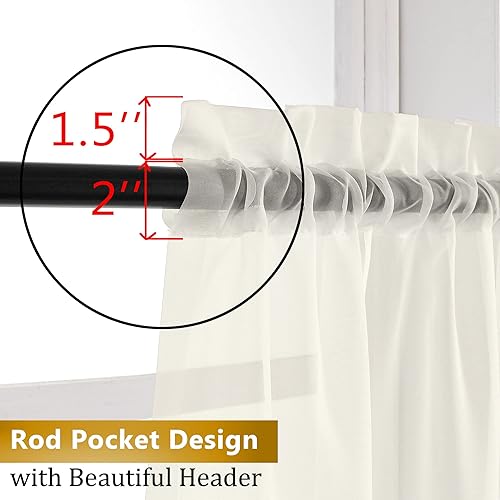 Miniatura 2 de Aiyufneg - Cenefa transparente para ventana de 24 pulgadas de largo, cenefas de cocina filtrantes de luz, cortinas pequeñas de gasa transparentes