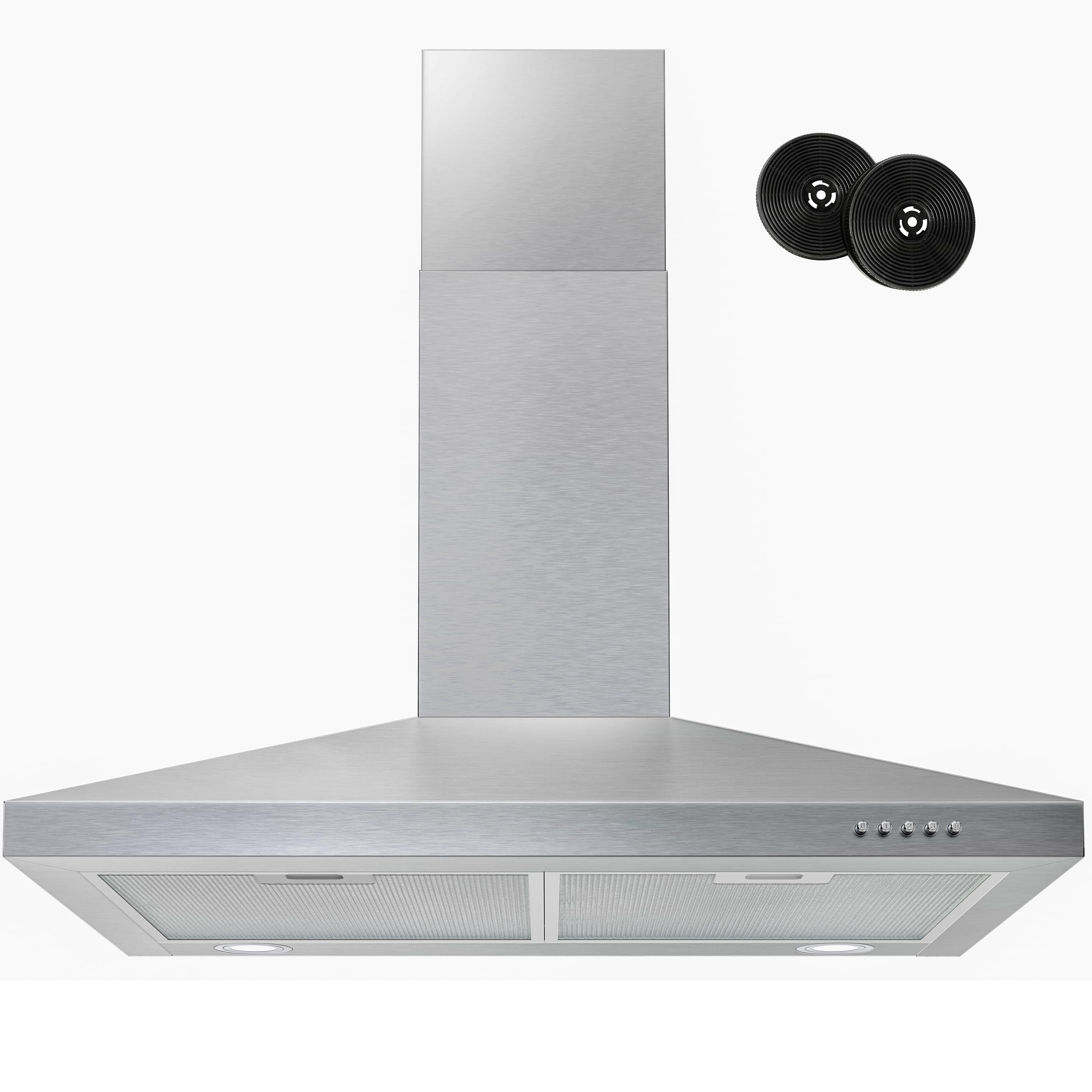 FIREGAS Range Hood 30 inch, Wall Mount Range Hood with LED Lights, 3-Speed Exhaust Fan, Ducted/Ductless Convertible, Aluminum Mesh Filters, Button Controls, Stainless Steel Kitchen Vent Hood