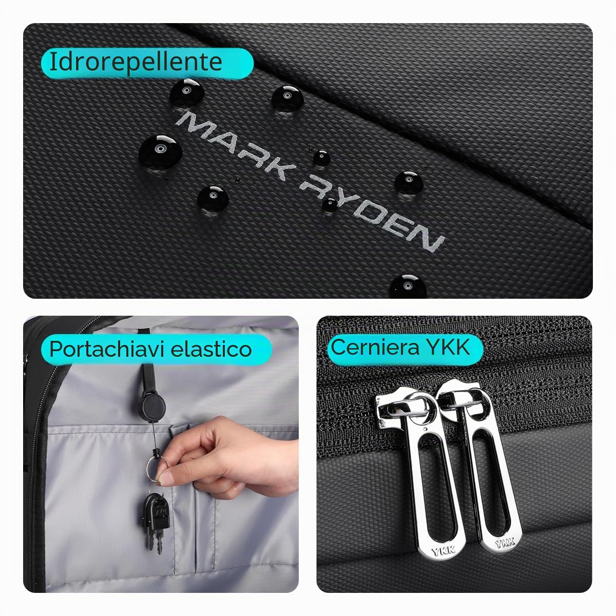 MARK RYDEN 30-45L Zaino da viaggio per affari, borsa a tracolla espandibile, zaino multifunzionale per l'umidità e l'asciutto, borsa per computer da 17,3", borsa a mano