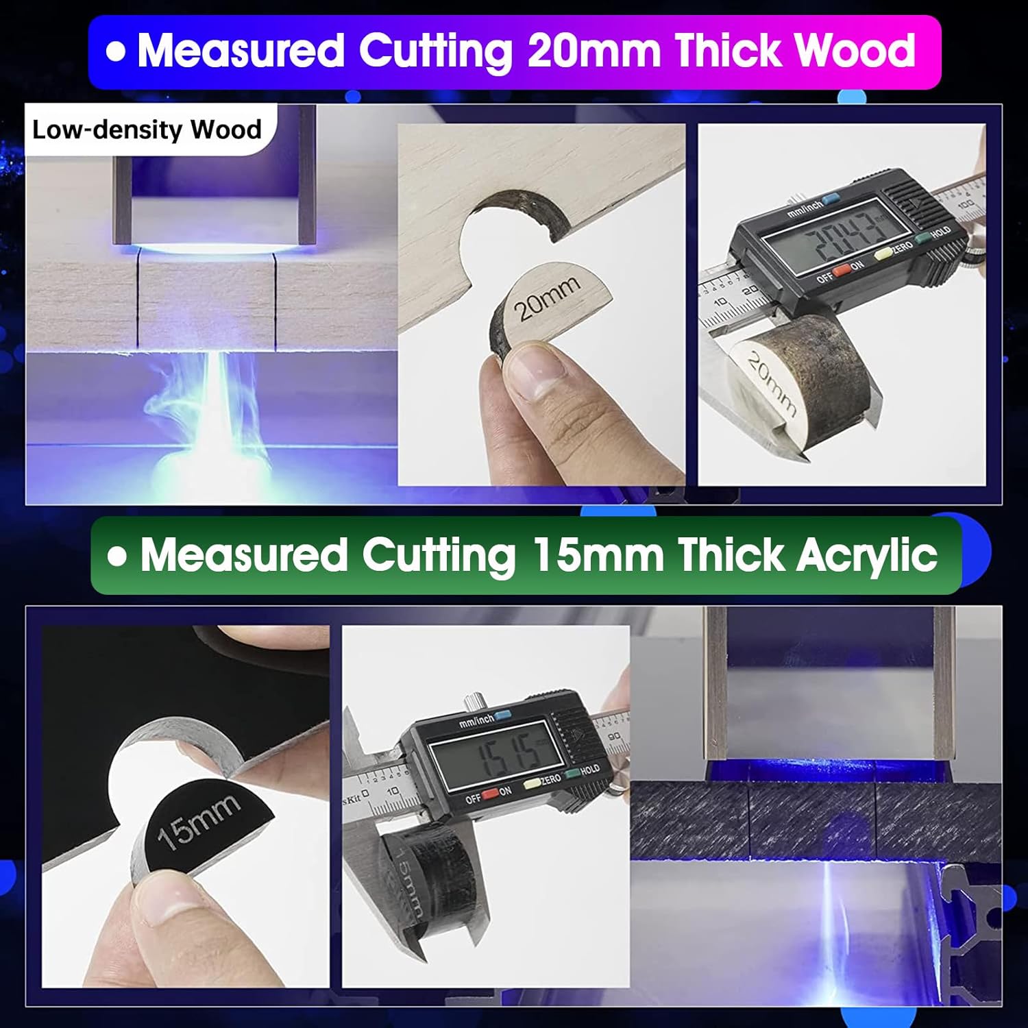 Close-up of the laser head showing the adjustable knob for easy focus adjustment.