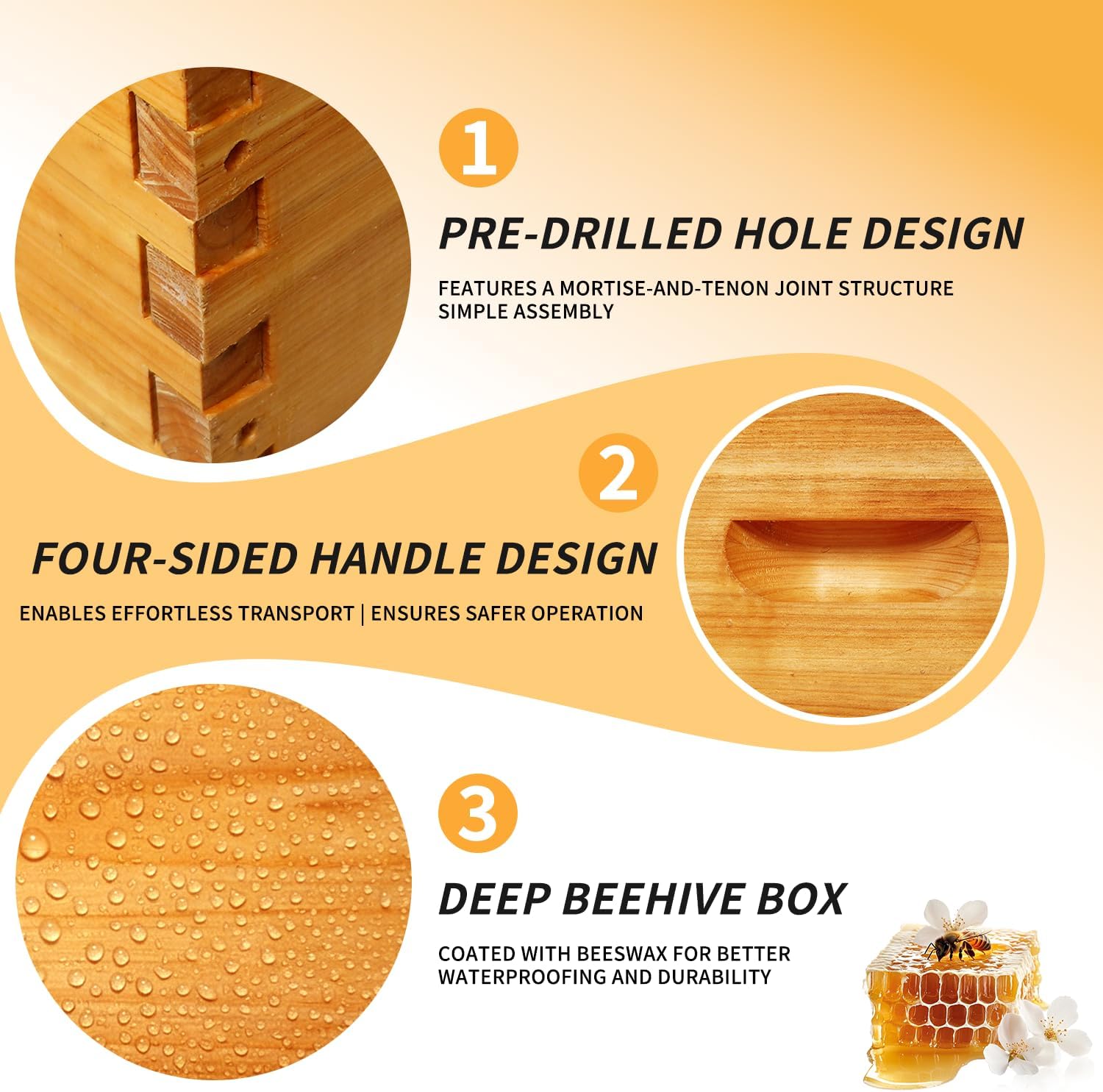 2 Pack Beehive Deep Brood Box 10 Frame Langstroth Deep Brood Bee Hive Box Beekeeping Supplies