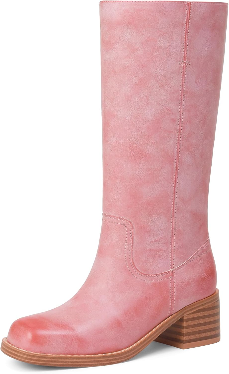 Mid Calf Boots for Women Chunky Block Heel Womens Tall Boots Square Toe Comfortable Casual Boots Low Heel Trendy Stylish Boots