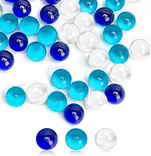 FUTUREPLUSX Marbles Bulk, 75 PCS Glass Marbles Blue Marbles Set Ocean Theme for Kids Marble Run Games Fillers Aquarium Pebbles