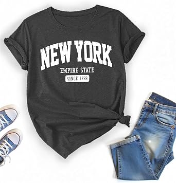 New York Since 1788 Letter Print T Shirt for Women