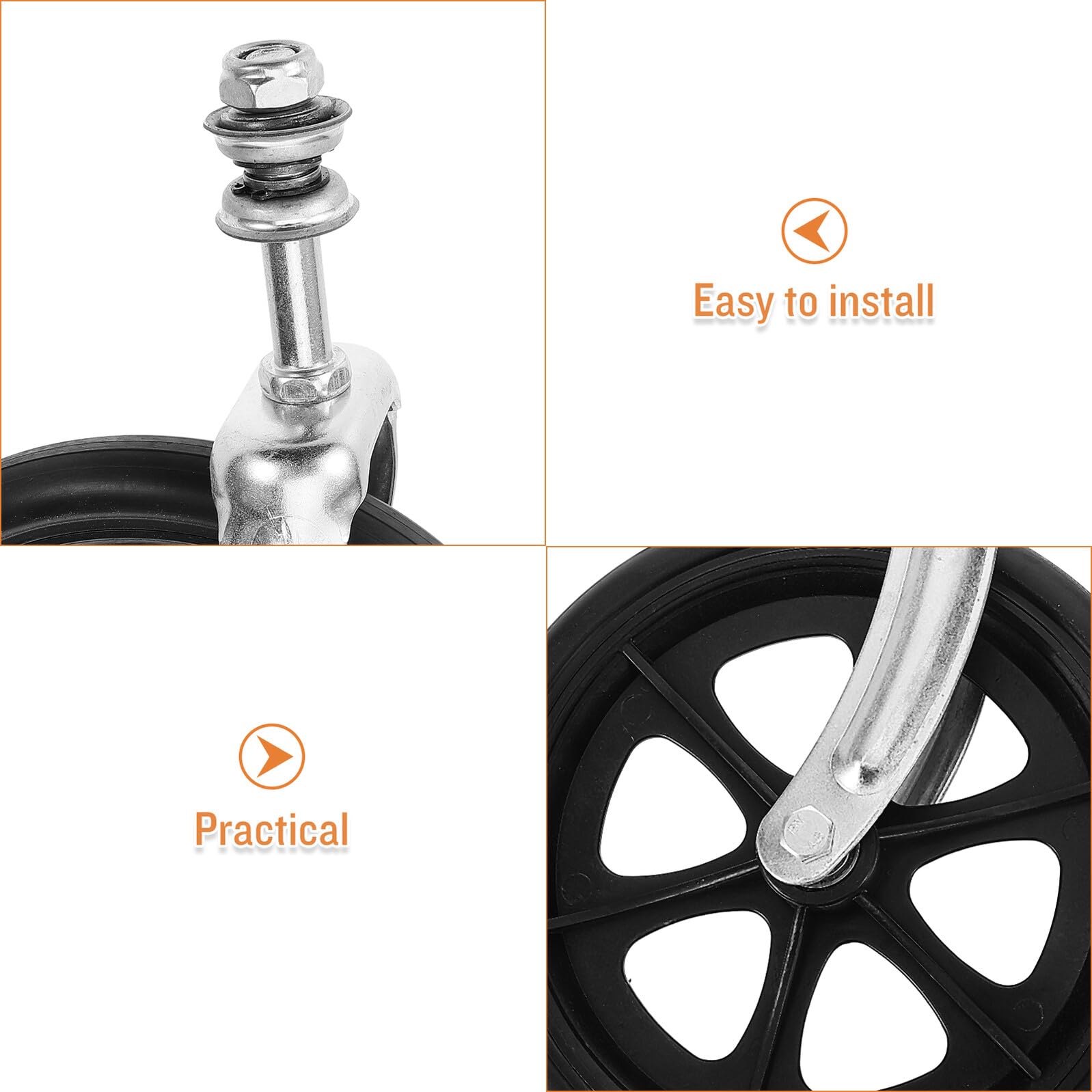 Rueda Delantera de Silla de Ruedas de 20cm, Recambio Negro