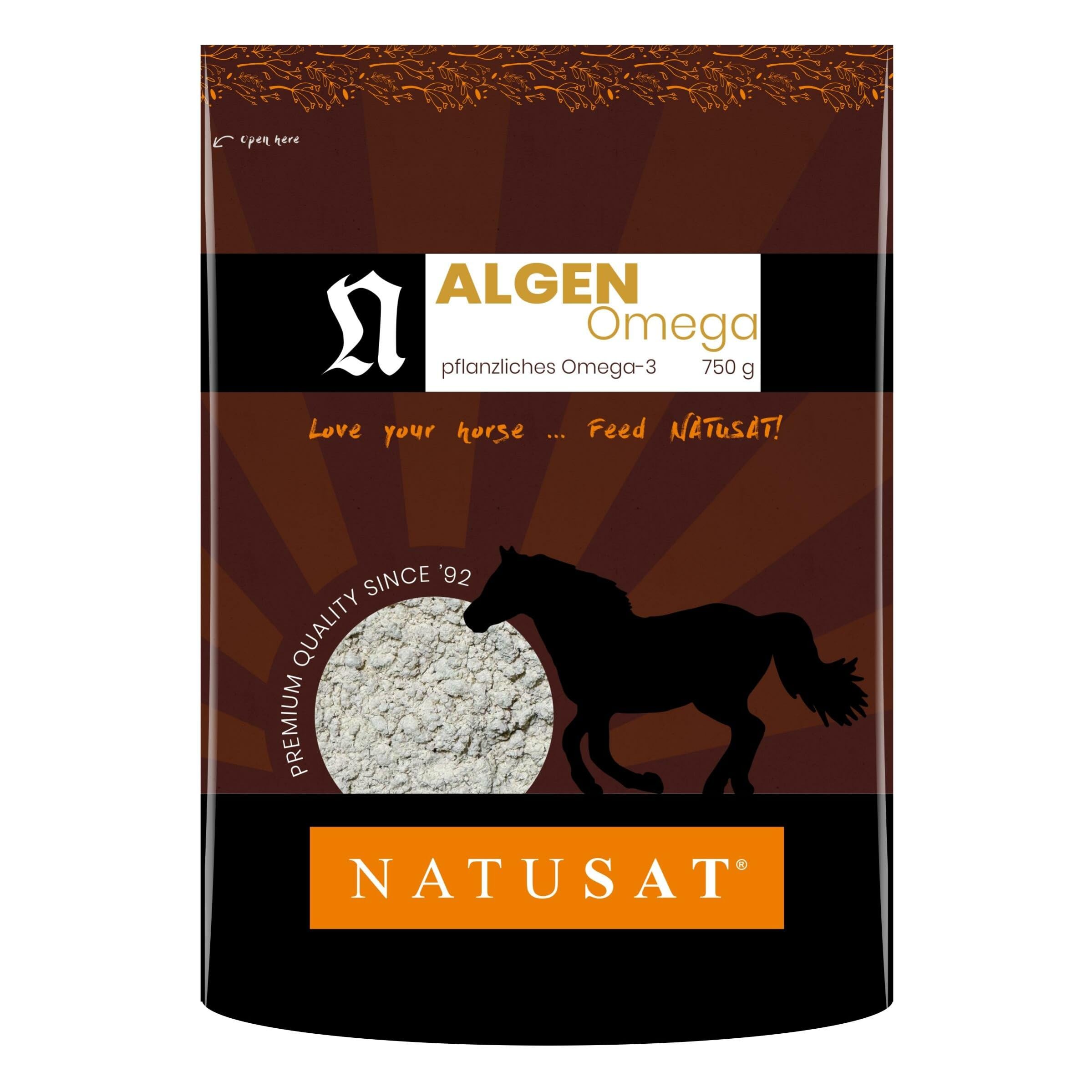 Natusat Algen-Omega 750 g-Pferdevitamine & -Mineralien, Quelle für hochwertige Omega-3-Fettsäuren, Power aus der Alge Schizochytrium, Reine Qualität ohne Zusätze oder Konservierungsmittel