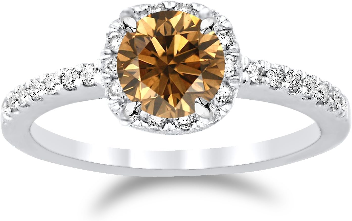 Classic Cushion Halo Diamond Engagement Ring with a 1 Carat Citrine Heirloom Quality Center